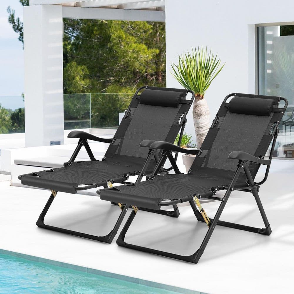 MoNiBloom Set of 2 Patio Adjustable Foldable Lawn Chair with