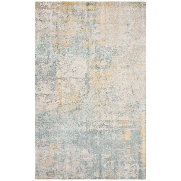 Mirage 6 ft. x 9 ft. Turquoise/Gray Marble Distressed Area Rug