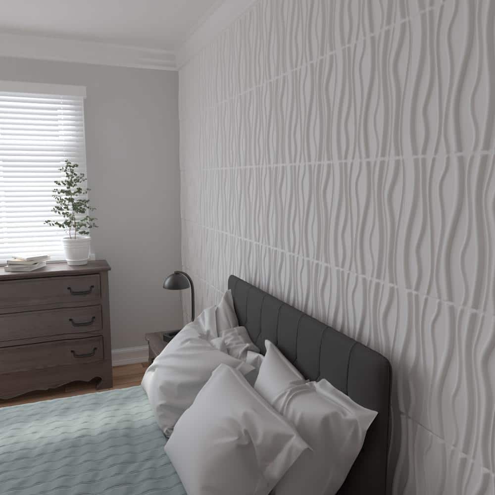 White Textured 3D PVC Decorative Wall Panel