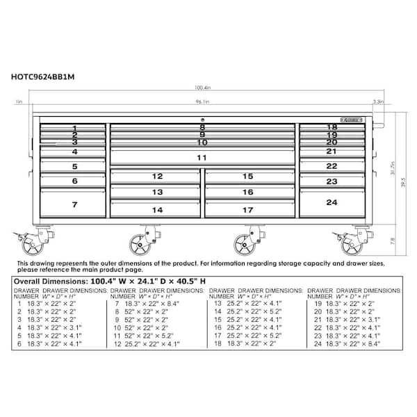 Husky Tool Storage Heavy Duty 96 in. W x 24 in. D Matte Black Mobile Workbench Cabinet with Stainless Steel Top