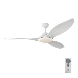Stockton 60 in. Integrated LED Indoor/Outdoor Matte White Ceiling Fan with White Blades and Remote Control