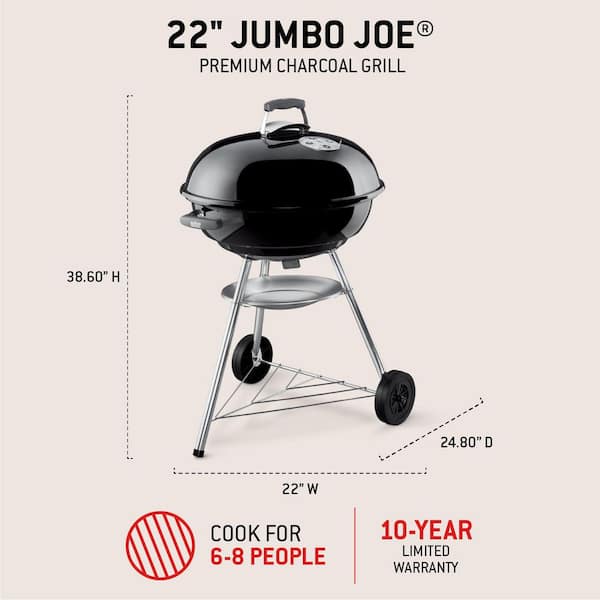 Weber Jumbo Joe Premium 22 in. Charcoal Grill in Black with Steel