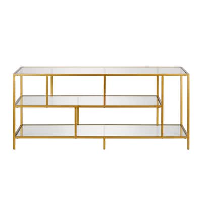Winthrop 55 in. Brass Metal TV Stand Fits TVs Up to 55 in. with Open Storage