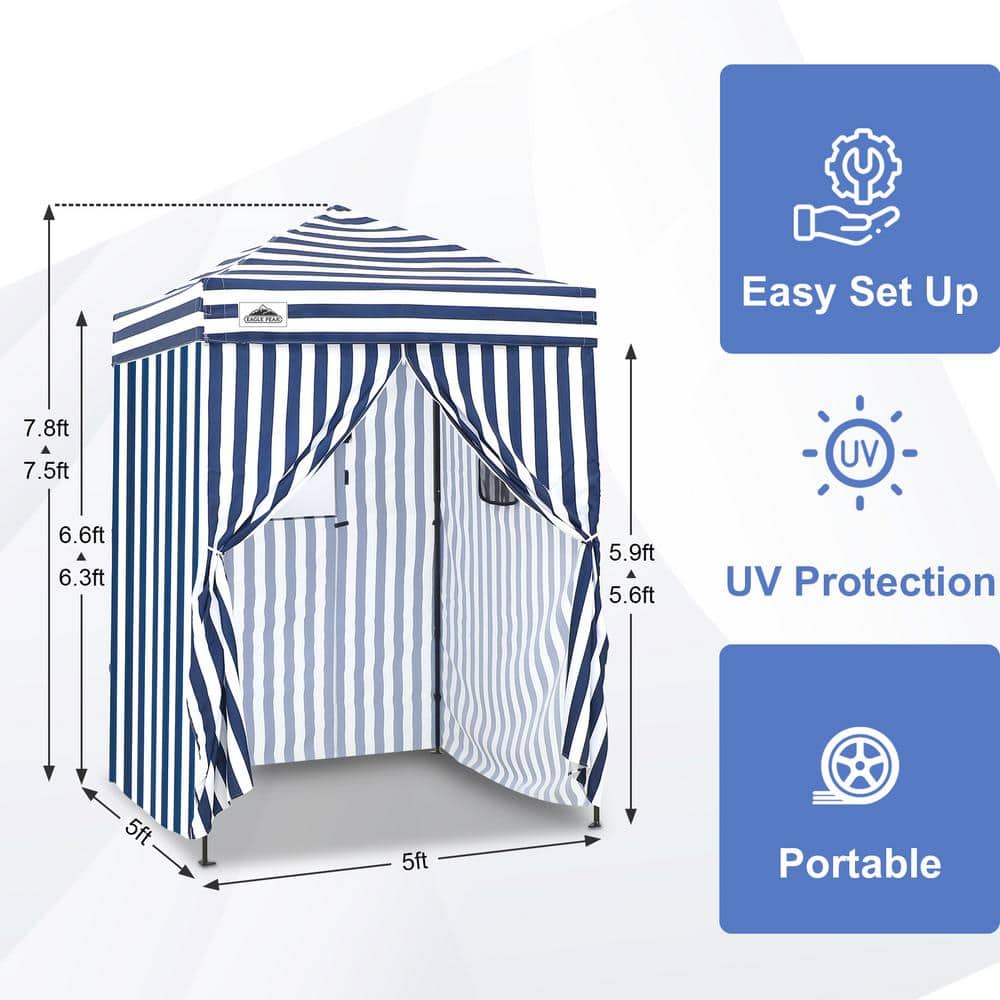 Ultra Compact Blue and White Striped Pop-Up Canopy Tent