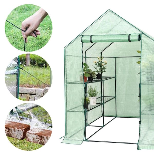 WELLFOR 57 in. W x 57 in. D x 77 in. H Outdoor Walk In Greenhouse