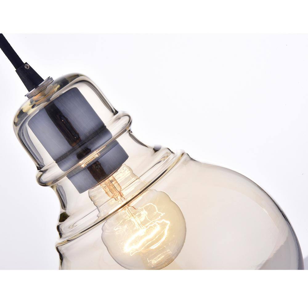 Antique Black Mini Pendant with Cognac Glass Shade