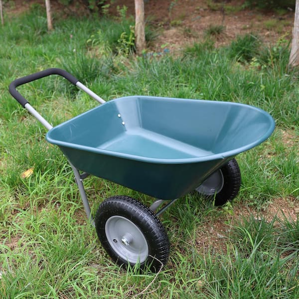 5 cu. ft. 2-Wheeled Green Plastic Wheelbarrow with Padded Handles