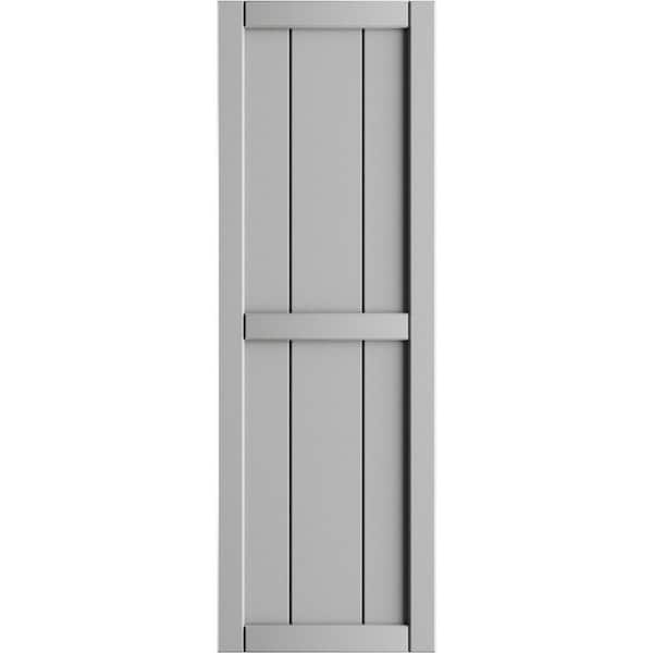 Ekena Millwork 10-3/4 in. x 97 in. True Fit PVC 2-Board Framed Board and Batten Shutters in Hailstorm Gray (Per Pair)