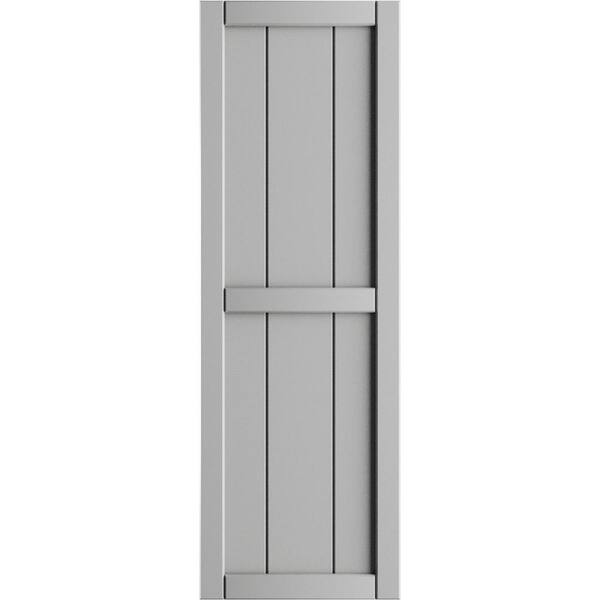 Ekena Millwork 16-1/8 in. x 34 in. True Fit PVC 3-Board Framed Board and Batten Shutters in Hailstorm Gray (Per Pair)