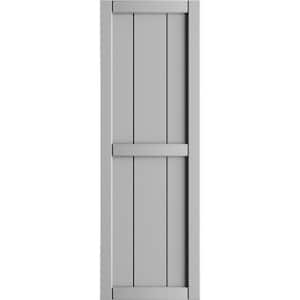 21-1/2 in. x 30 in. True Fit PVC 4-Board Framed Board and Batten Shutters in Hailstorm Gray (Per Pair)