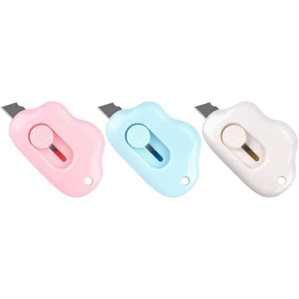 Unbranded Retractable Box Cutter and Letter Opener 3 Pack with Cute Cloud Design for Key Chain or Pocket Use
