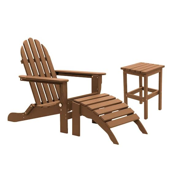 DUROGREEN Icon Teak Recycled Folding Plastic Adirondack Chair (3-Piece)