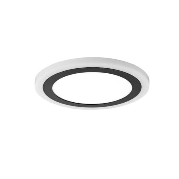 Hampton Bay Clement Round Flat Panel 13 in. Black Indoor Integrated LED Flush Mount with Color Changing and Night Light