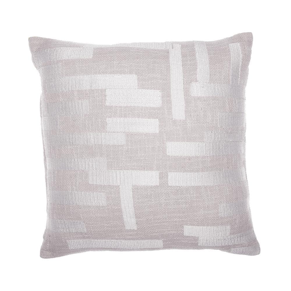Stacy Garcia Cream/Silver Geometric Striped Hand-Woven 20 in. x 20 in. Indo