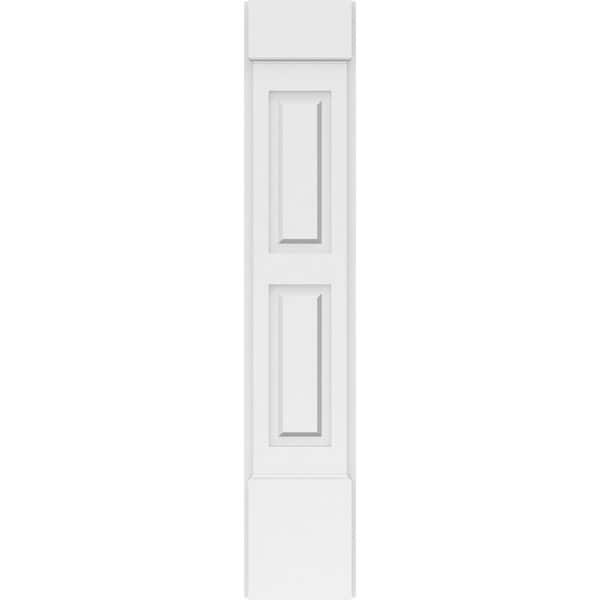 Ekena Millwork 2 in. x 9 in. x 48 in. 2-Equal Raised Panel PVC Pilaster Moulding with Standard Capital and Base (Pair)