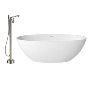 67.32 in. x 32.28 in. Soaking Non-Whirlpool Flatbottom Bathtub with Center Drain and Shower Faucet in Matte White