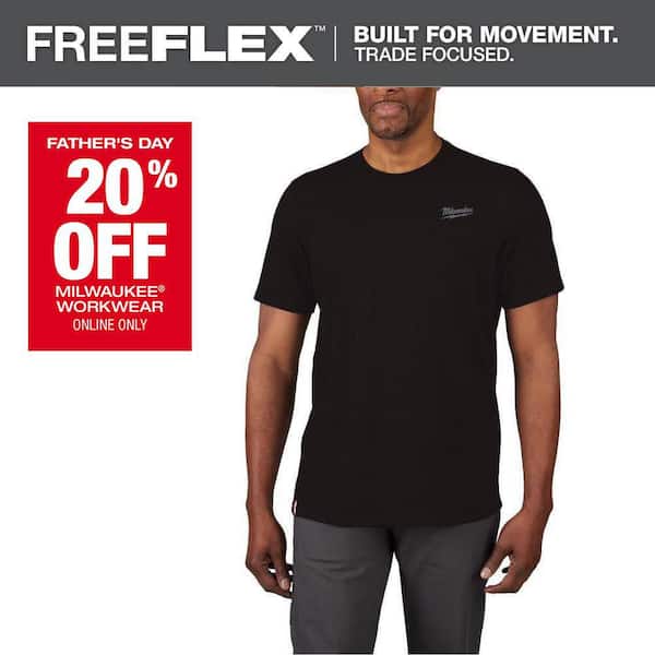 Men's 2X-Large Black Cotton/Polyester Short-Sleeve Hybrid Work T-Shirt