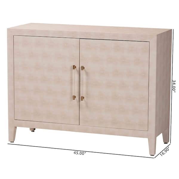 Baxton Studio Nira Beige Faux Shagreen 34 in. High 2-Door Accent