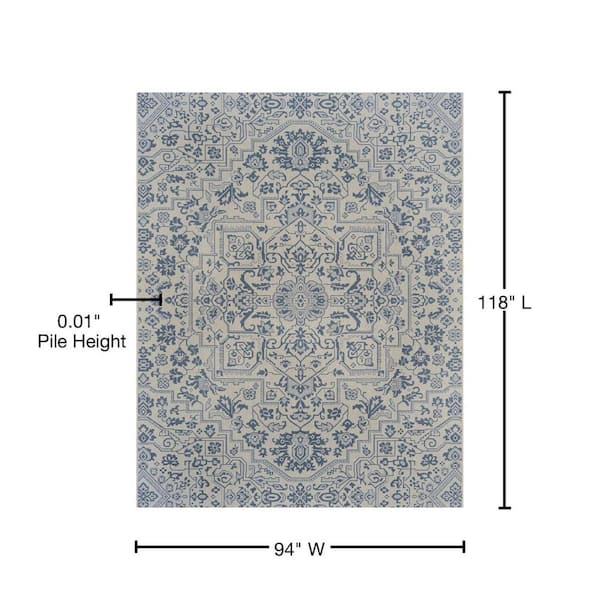8' X 10' Blue And Gray Floral Stain Resistant Indoor Outdoor Area Rug 8' X 10' Blue And Gray Floral Stain Resistant Indoor Outdoor Area Rug