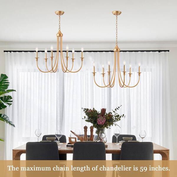 ZJVAIVE 6-Light Spray Gold Mid-Century Candlestick Hanging