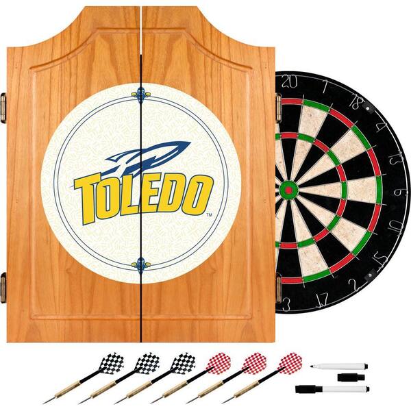 Trademark University of Toledo Wood Finish Dart Cabinet Set