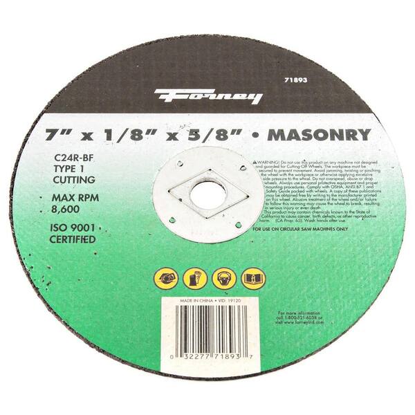 Forney 7 in. x 1/8 in. x 5/8 in. Masonry Type 1 C24R-BF Cut-Off Wheel