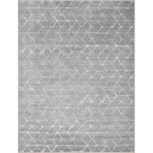 Gray 9 ft. 10 in. x 13 ft. Abstract Kintsugi Modern Geometric Flat-Weave Area Rug
