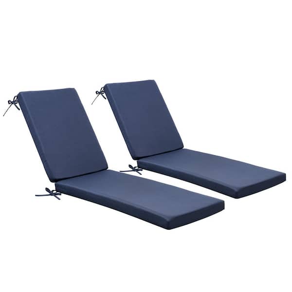 Pellebant 21 in. x 72 in. Polyester 2-Piece Deep Seating Outdoor Chaise Lounge Cushion in Navy Blue
