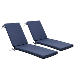 20.9 in. x 71.8 in. Outdoor Chaise Lounge Cushion in Navy Blue (2-Pack)