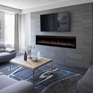 Prism 74 in. Wall-Mounted Electric Fireplace with Acrylic Ember Bed