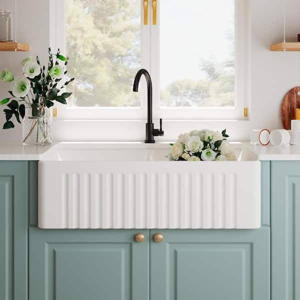 Deervalley White Ceramic 33 In L X 18, Kitchen Sink Farmhouse Style