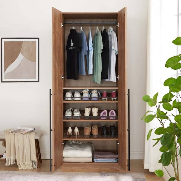 Manhattan Comfort Lee Golden Brown 31.5 in. Freestanding Wardrobe