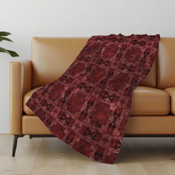 Premium Machine Washable ASB564 Burgundy 50 in. x 70 in. Sherpa Throw Blanket