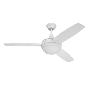 Targas 52 in. Indoor Tri-Mount White Finish Ceiling Fan with Integrated LED Light Kit & 4 Speed Wall Control Included