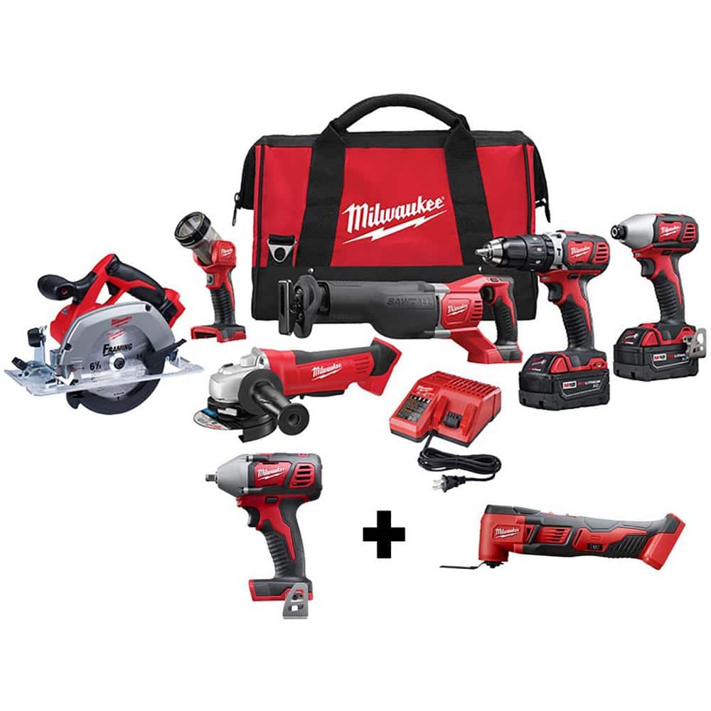Milwaukee M18 18V Lithium-Ion Cordless Combo Tool Kit (6-Tool) w/ 3/8 in. Impact Wrench and Oscillating Multi Tool