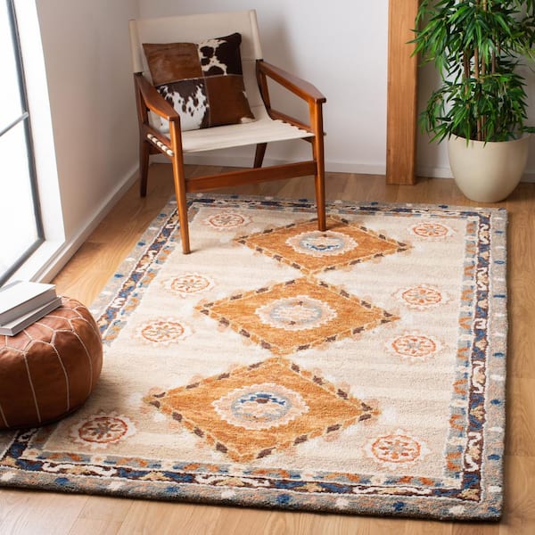 Aspen Brown/Blue 8 ft. x 10 ft. Border Aztec Area Rug