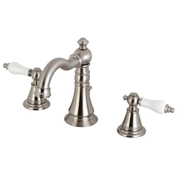 Kingston Brass English Classic 8 in. Widespread 2-Handle Bathroom Faucet in Brushed Nickel