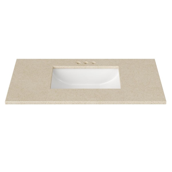 37 in. W x 22 in. D Cultured Marble Rectangular Undermount Single Basin Vanity Top in Winter Snow