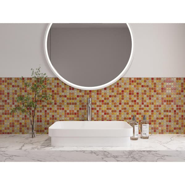 10 in. x 10 in. Self-Adhesive Mosaic Vinyl Tile Peel and Stick Backsplash Tiles for Kitchen Decor in Yellow (10-Pack)