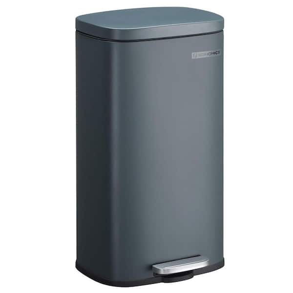 Kitchen 8 Gal. Greenish Gray Metal Household Trash Can Step Lid