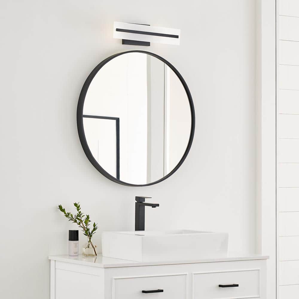 Dex Midnight Black 2-Light Bath Vanity with Satin Etched Glass