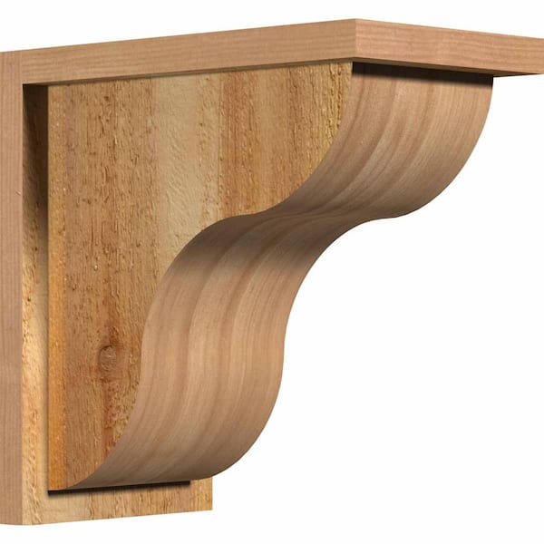 Ekena Millwork 8 in. x 14 in. x 14 in. Western Red Cedar Carmel Rough Sawn Corbel with Backplate