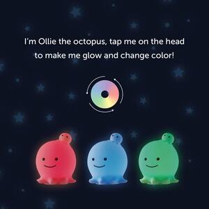 Ollie Octopus Multi-Color Changing Integrated LED Rechargeable Silicone Night Light Lamp, White