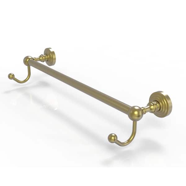 Allied Brass Waverly Place Collection 18 in. Towel Bar with Integrated Hooks in Satin Brass