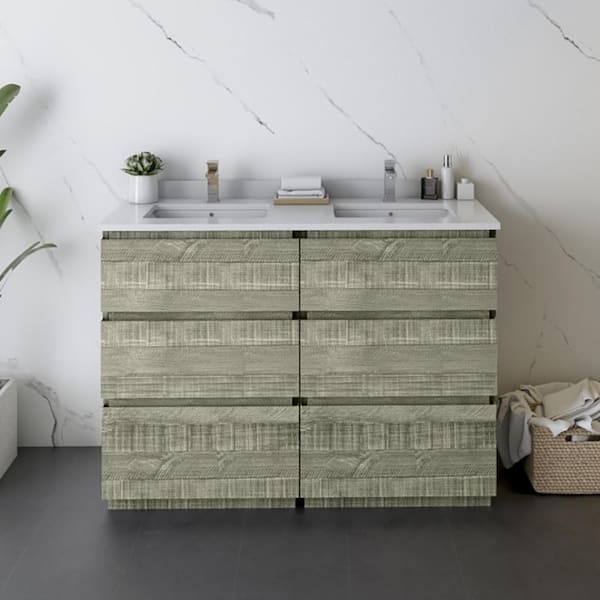 Fresca Formosa 46 in. W x 20 in. D x 34.1 in. H Modern Double Bath Vanity Cabinet Only without Top in Sage Gray