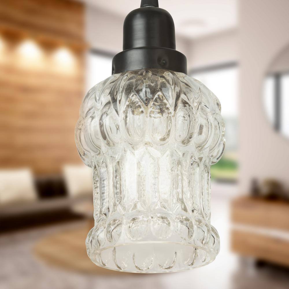 Delphine 4.5" Black and Clear Glass Pendant Light
