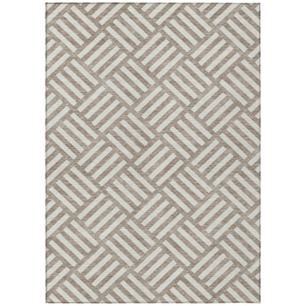 Taupe, Ivory 9 ft. x 12 ft. Woven Geometric Polyester Rectangle Indoor/Outdoor Area Rug price history on PriceWatchPro