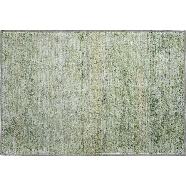 Mayfield Premium Machine Washable Abstract AMF2103 Aloe 2 ft. x 3 ft. Accent Rug