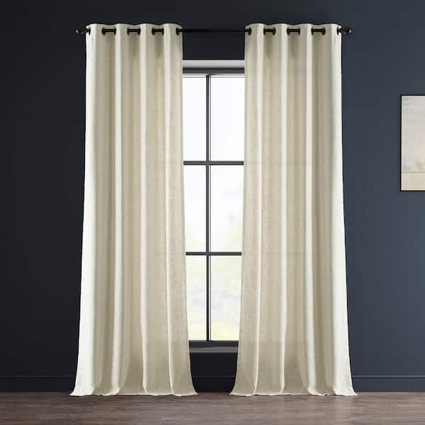 Exclusive Fabrics & Furnishings Heavy Faux Barley Brown Grommet Polyester Linen Room Darkening Curtain - 50 in. W x 84 in. L (1 Panel)