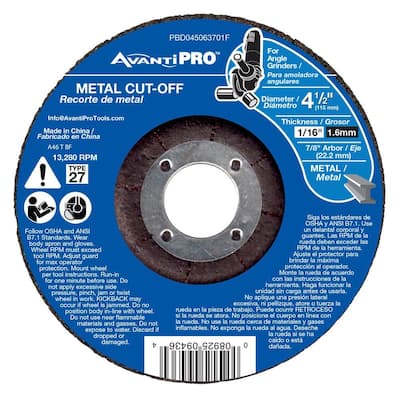 4-1/2 in. x 1/16 in. x 7/8 in. Metal Cut-Off Disc with Type 27 Depressed Center